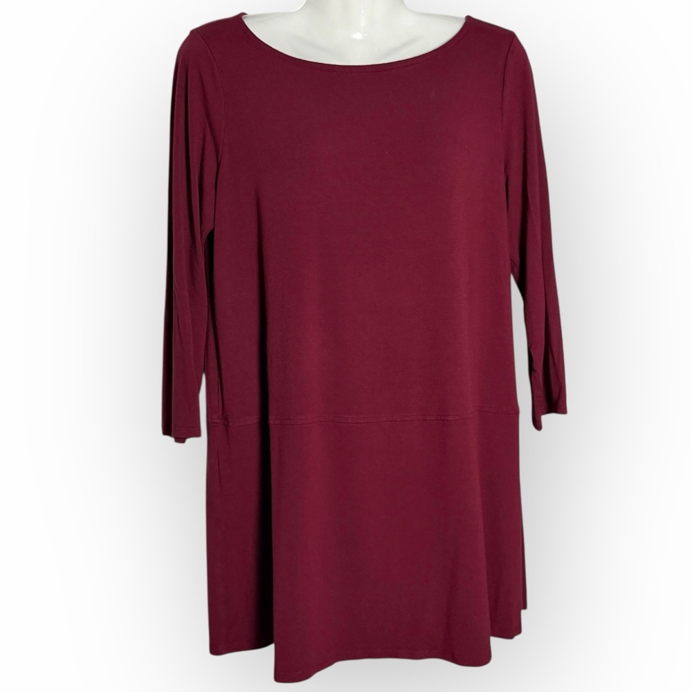 Eileen Fisher Deep‎ Red Long Sleeve tunic top Lagenlook